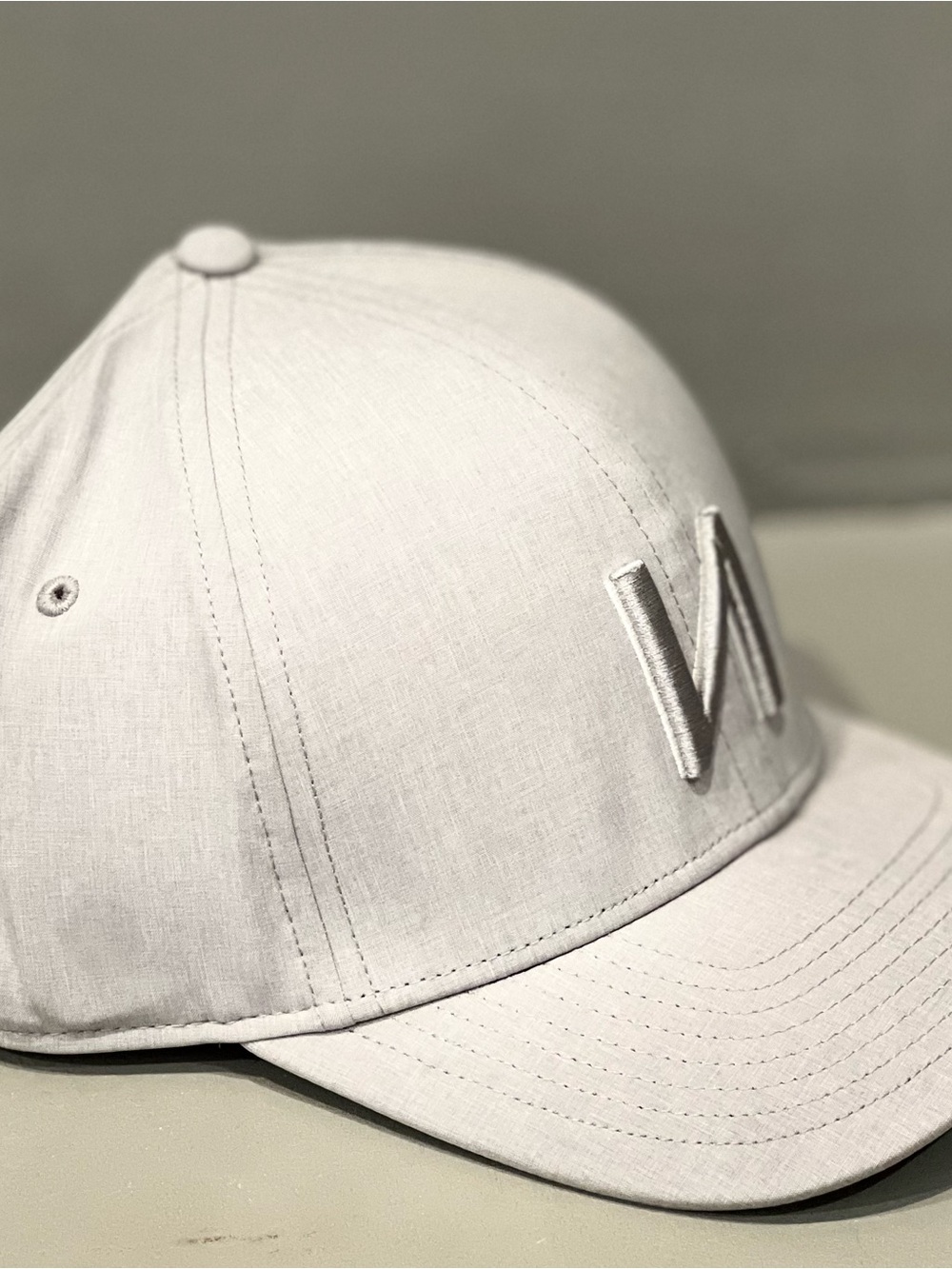 Men's Light Grey Baseball Cap with Raised 'N' Stitching